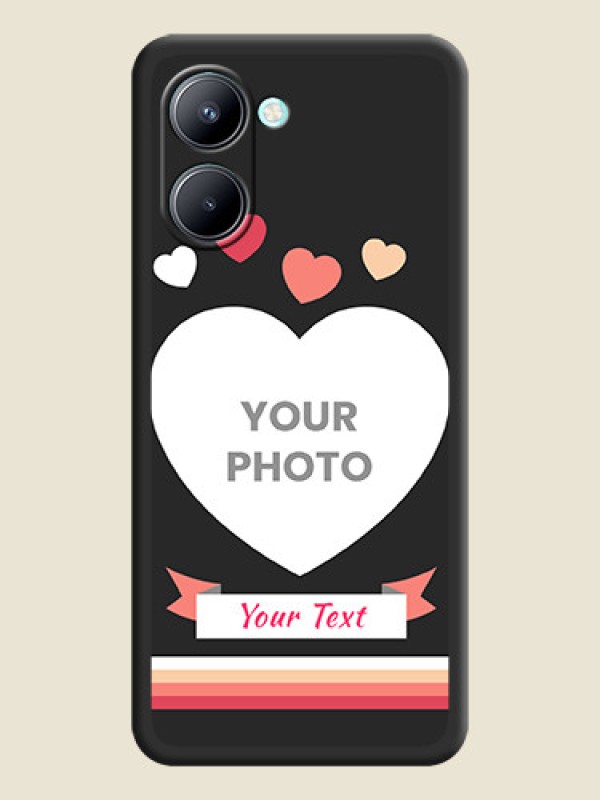 Custom Love Shaped Photo with Colorful Stripes on Personalised Space Black Soft Matte Cases - Realme C33 2023 - alternate view