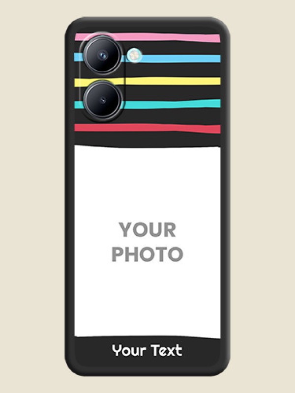 Custom Multicolor Lines with Image on Space Black Personalized Soft Matte Phone Covers - Realme C33 2023 - alternate view