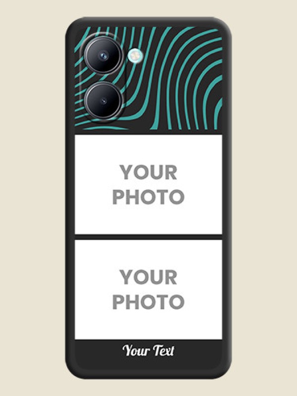 Custom Wave Pattern with 2 Image Holder on Space Black Personalized Soft Matte Phone Covers - Realme C33 2023 - alternate view