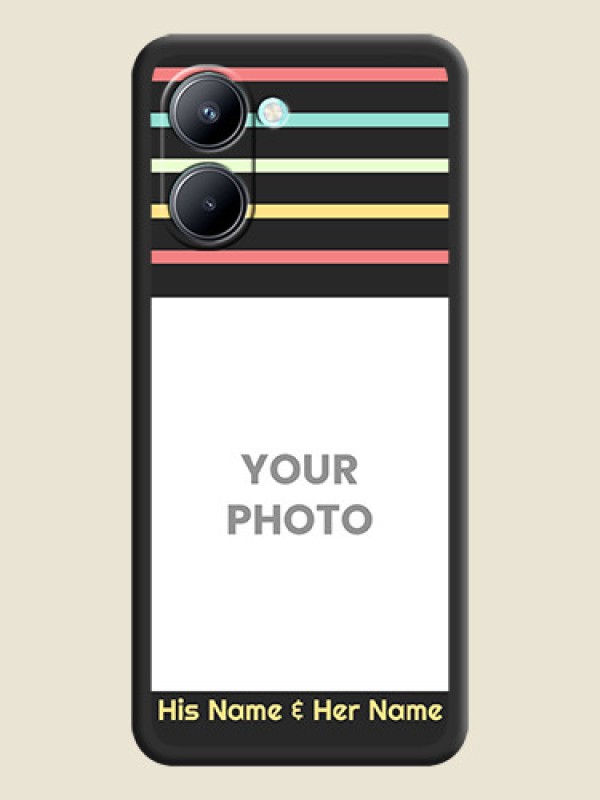 Custom Color Stripes with Photo and Text on Photo on Space Black Soft Matte Mobile Case - Realme C33 2023 - alternate view