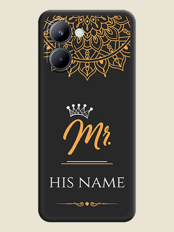 Custom Mr Name with Floral Design  on Personalised Space Black Soft Matte Cases - Realme C33 2023 - alternate view