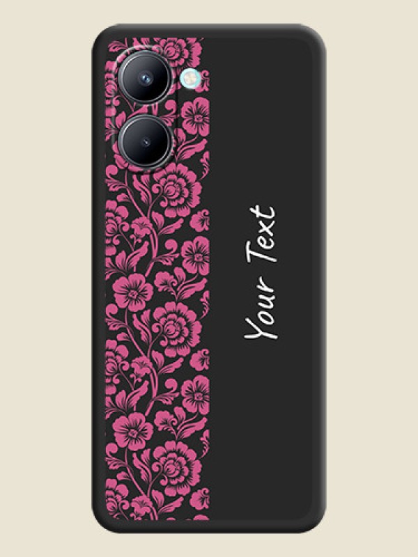 Custom Pink Floral Pattern Design With Custom Text On Space Black Personalized Soft Matte Phone Covers -Realme C33 2023 - alternate view