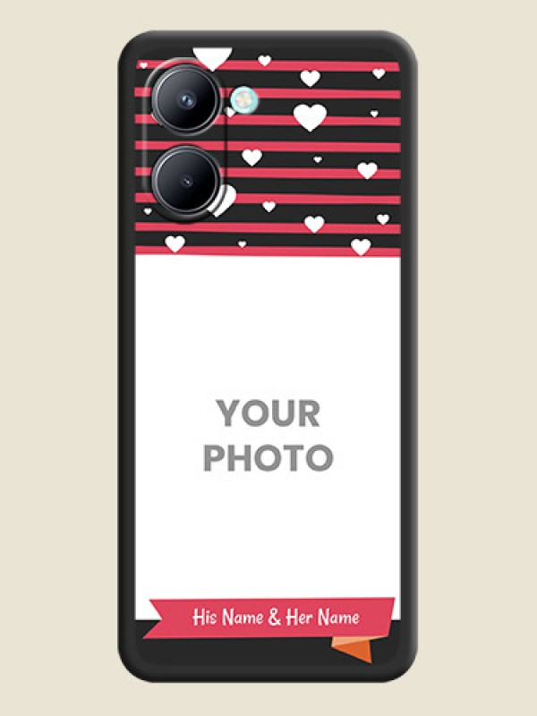 Custom White Color Love Symbols with Pink Lines Pattern on Space Black Custom Soft Matte Phone Cases - Realme C33 - alternate view