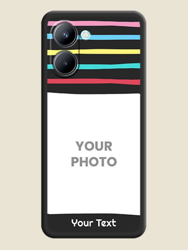 Custom Multicolor Lines with Image on Space Black Personalized Soft Matte Phone Covers - Realme C33 - alternate view
