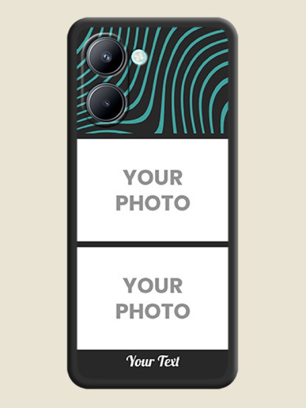 Custom Wave Pattern with 2 Image Holder on Space Black Personalized Soft Matte Phone Covers - Realme C33 - alternate view
