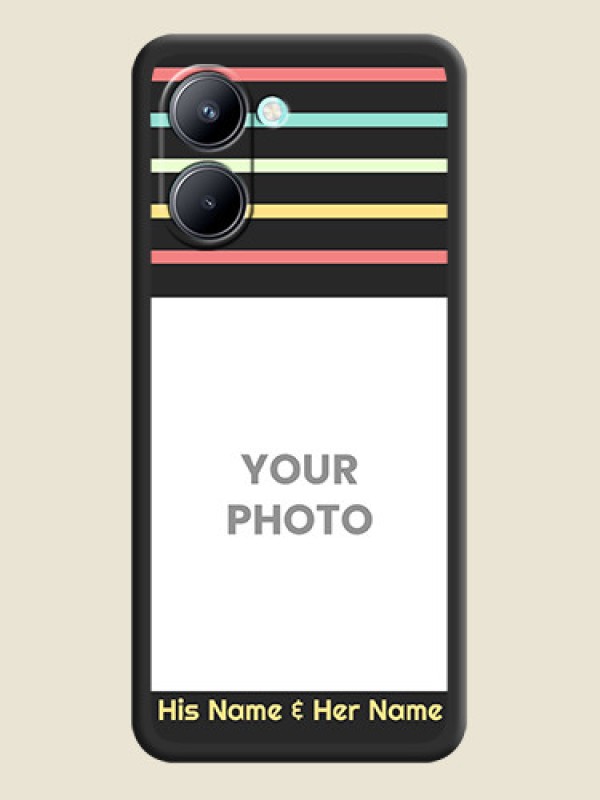 Custom Color Stripes with Photo and Text on Photo on Space Black Soft Matte Mobile Case - Realme C33 - alternate view