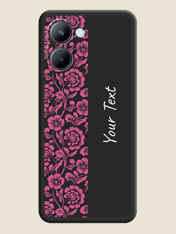 Custom Pink Floral Pattern Design With Custom Text On Space Black Personalized Soft Matte Phone Covers -Realme C33 - alternate view