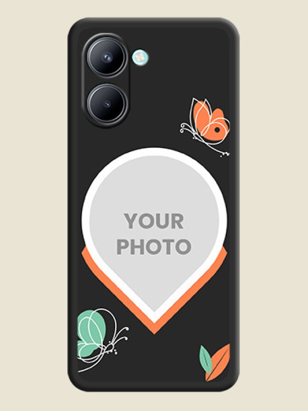 Custom Upload Pic With Simple Butterly Design On Space Black Personalized Soft Matte Phone Covers -Realme C33 - alternate view