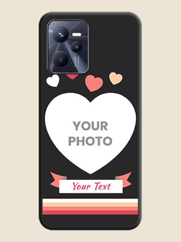 Custom Love Shaped Photo with Colorful Stripes on Personalised Space Black Soft Matte Cases - Realme C35 - alternate view