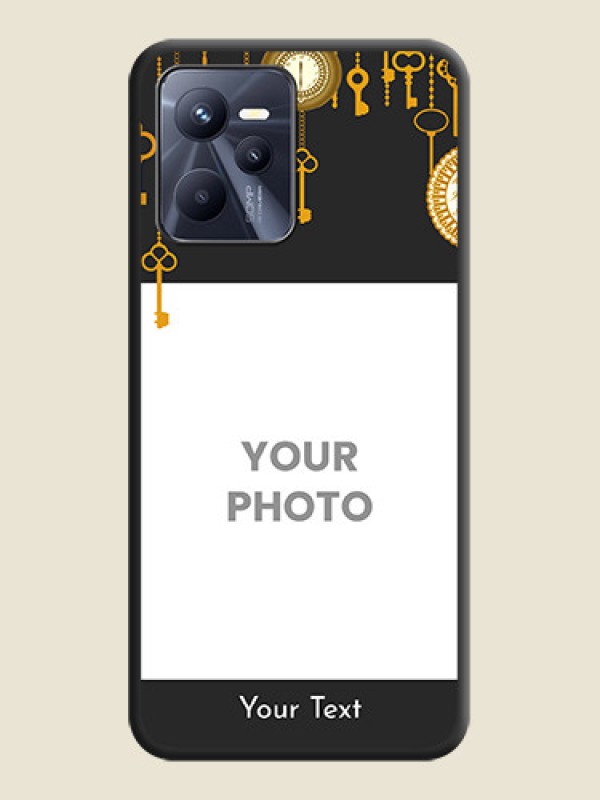 Custom Decorative Design with Text on Space Black Custom Soft Matte Back Cover - Realme C35 - alternate view