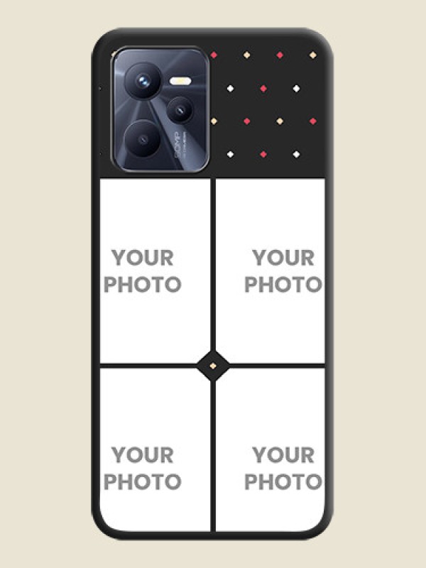 Custom Multicolor Dotted Pattern with 4 Image Holder on Space Black Custom Soft Matte Phone Cases - Realme C35 - alternate view