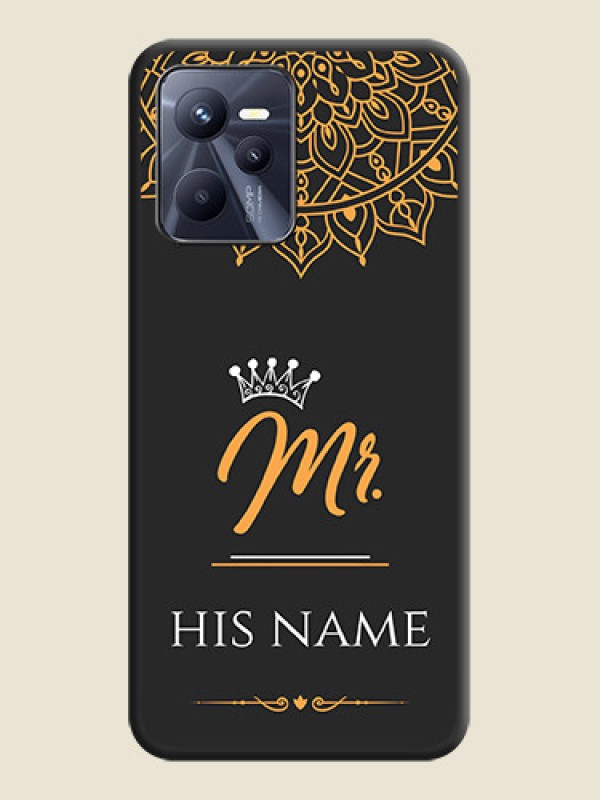 Custom Mr Name with Floral Design  on Personalised Space Black Soft Matte Cases - Realme C35 - alternate view