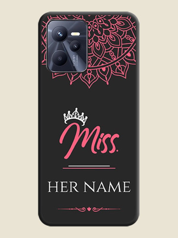 Custom Mrs Name with Floral Design on Space Black Personalized Soft Matte Phone Covers - Realme C35 - alternate view