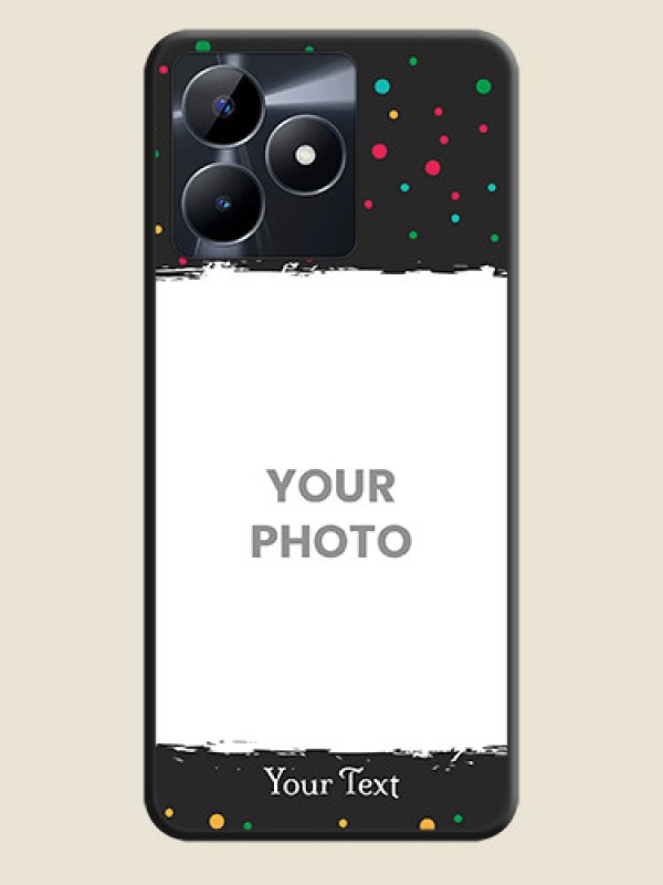 Custom Multicolor Dotted Pattern with Text on Space Black Custom Soft Matte Phone Back Cover - Realme C31 - alternate view