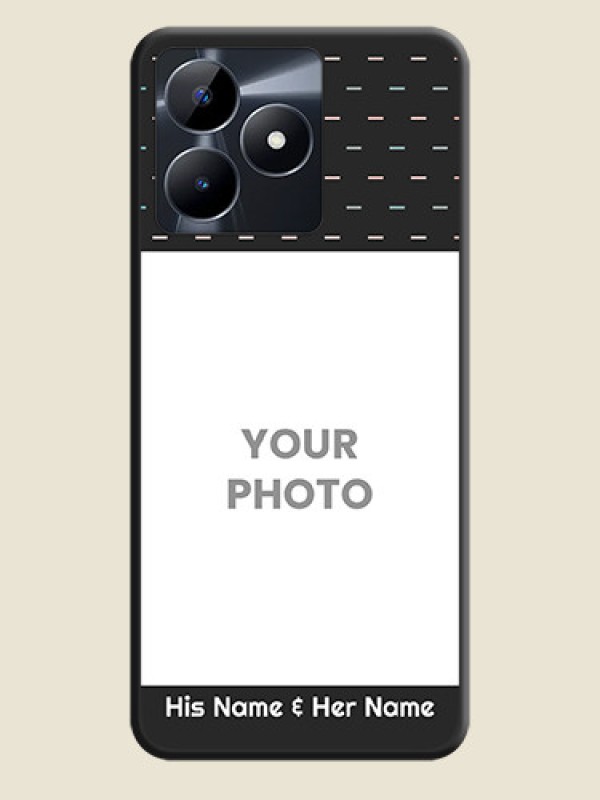 Custom Line Pattern Design with Text on Space Black Custom Soft Matte Phone Back Cover - Realme C31 - alternate view