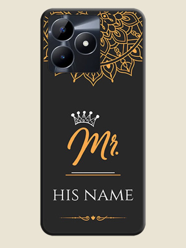 Custom Mr Name with Floral Design on Personalised Space Black Soft Matte Cases - Realme C31 - alternate view