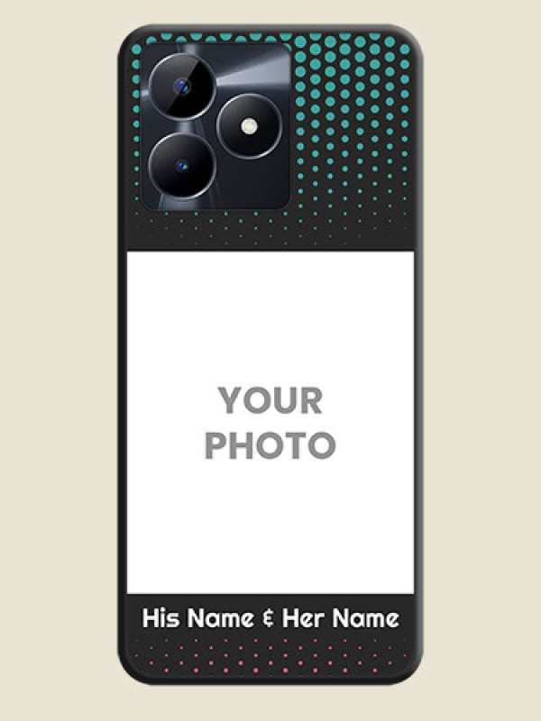 Custom Faded Dots with Grunge Photo Frame and Text on Space Black Custom Soft Matte Phone Cases - Realme C31 - alternate view