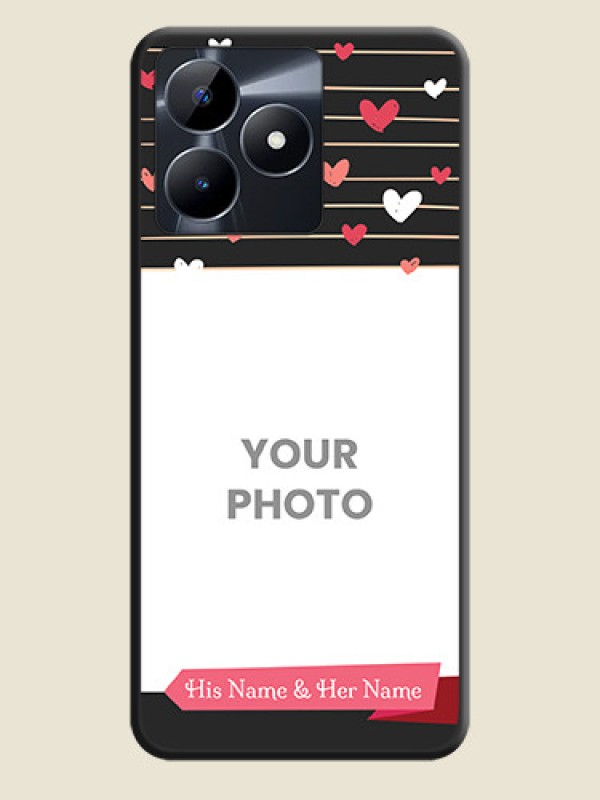 Custom Love Pattern with Name on Pink Ribbon - Photo on Space Black Soft Matte Back Cover - Realme C53 - alternate view