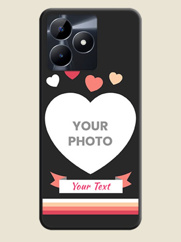 Custom Love Shaped Photo with Colorful Stripes on Personalised Space Black Soft Matte Cases - Realme C53 - alternate view