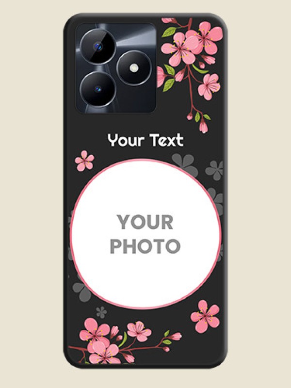 Custom Round Image with Pink Color Floral Design - Photo on Space Black Soft Matte Back Cover - Realme C53 - alternate view