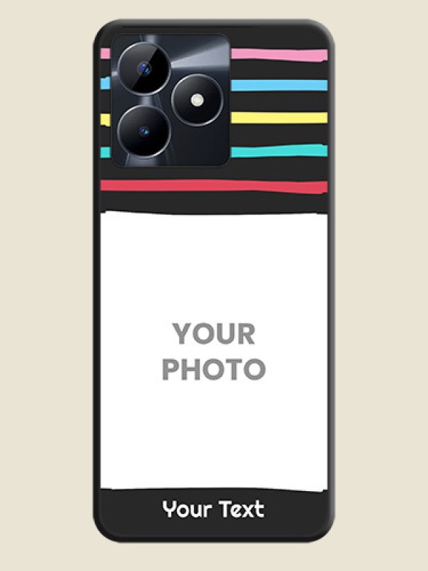 Custom Multicolor Lines with Image on Space Black Personalized Soft Matte Phone Covers - Realme C53 - alternate view