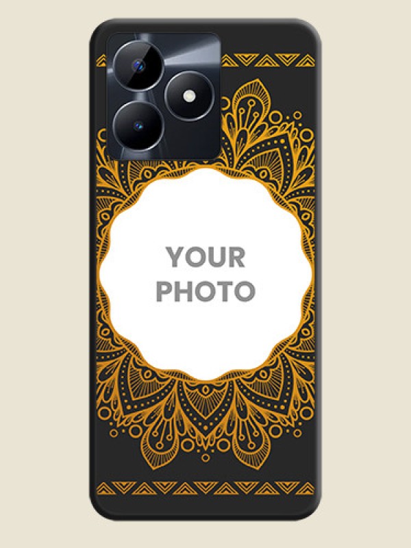 Custom Round Image with Floral Design - Photo on Space Black Soft Matte Mobile Cover - Realme C53 - alternate view
