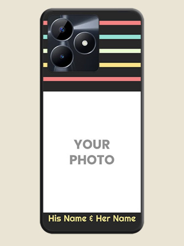 Custom Color Stripes with Photo and Text - Photo on Space Black Soft Matte Mobile Case - Realme C53 - alternate view