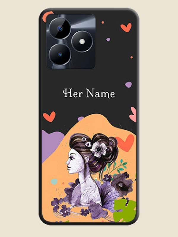 Custom Namecase For Her With Fancy Lady Image On Space Black Personalized Soft Matte Phone Covers - Realme C53 - alternate view