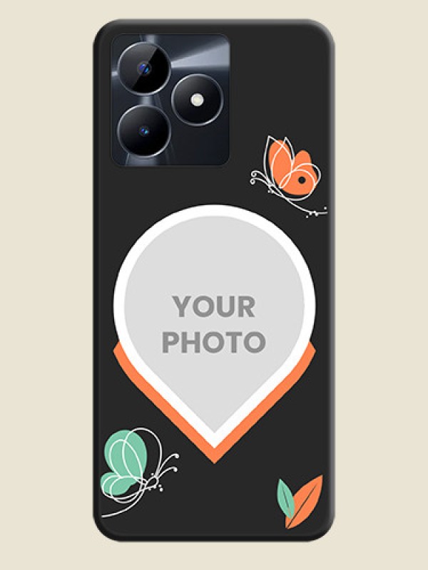 Custom Upload Pic With Simple Butterly Design On Space Black Personalized Soft Matte Phone Covers - Realme C53 - alternate view