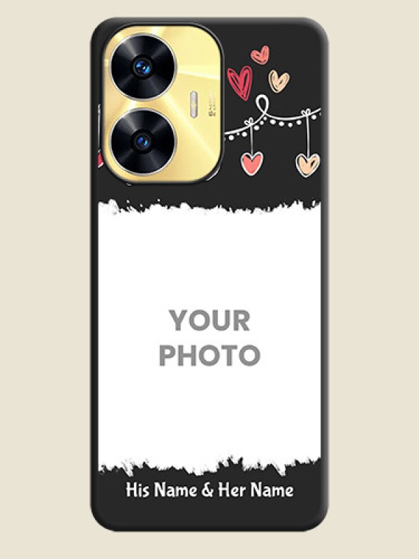 Custom Pink Love Hangings with Name on Space Black Custom Soft Matte Phone Cases - Realme C55 - alternate view