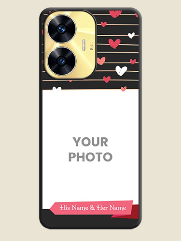 Custom Love Pattern with Name on Pink Ribbon  on Photo on Space Black Soft Matte Back Cover - Realme C55 - alternate view