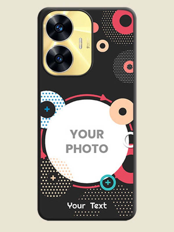Custom Multicoloured Round Image on Personalised Space Black Soft Matte Cases - Realme C55 - alternate view