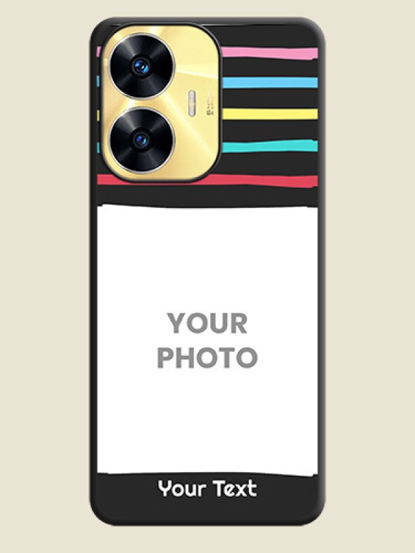 Custom Multicolor Lines with Image on Space Black Personalized Soft Matte Phone Covers - Realme C55 - alternate view