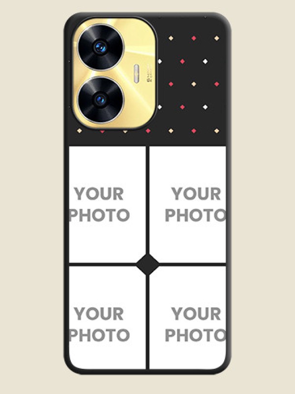 Custom Multicolor Dotted Pattern with 4 Image Holder on Space Black Custom Soft Matte Phone Cases - Realme C55 - alternate view