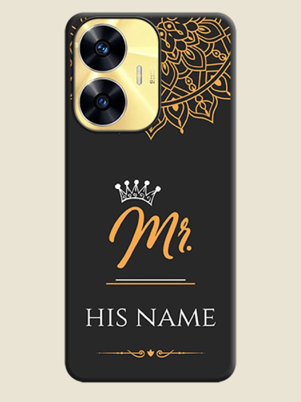Custom Mr Name with Floral Design  on Personalised Space Black Soft Matte Cases - Realme C55 - alternate view