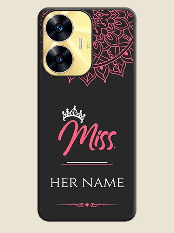 Custom Mrs Name with Floral Design on Space Black Personalized Soft Matte Phone Covers - Realme C55 - alternate view