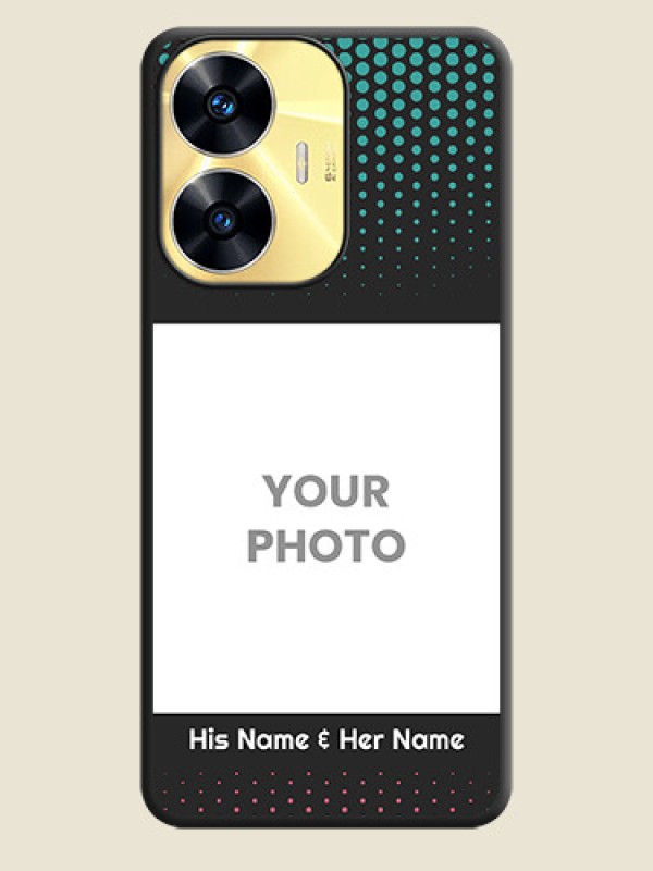 Custom Faded Dots with Grunge Photo Frame and Text on Space Black Custom Soft Matte Phone Cases - Realme C55 - alternate view