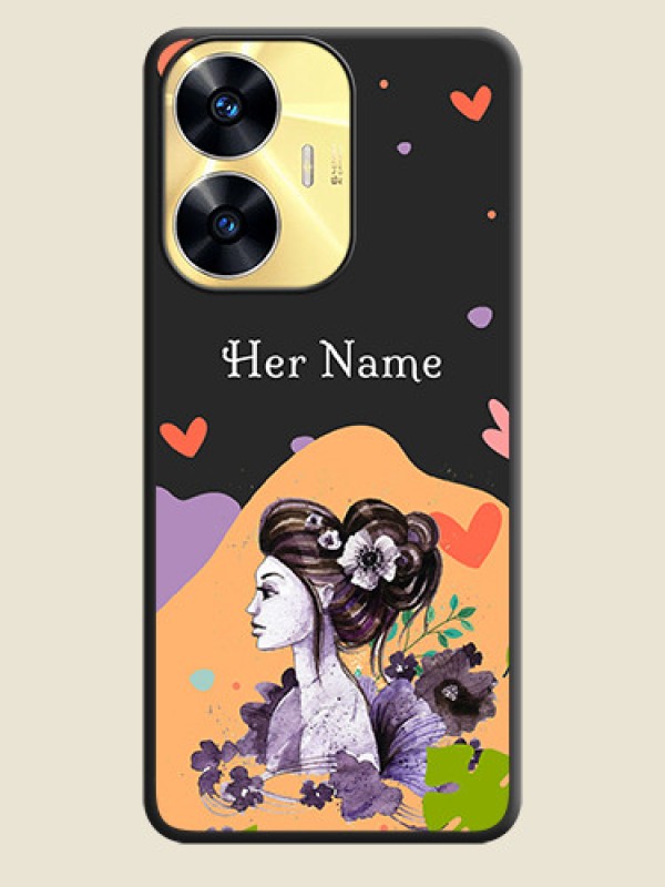 Custom Namecase For Her With Fancy Lady Image On Space Black Personalized Soft Matte Phone Covers -Realme C55 - alternate view