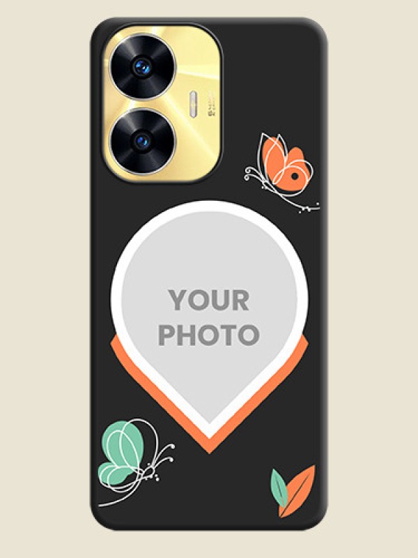 Custom Upload Pic With Simple Butterly Design On Space Black Personalized Soft Matte Phone Covers -Realme C55 - alternate view