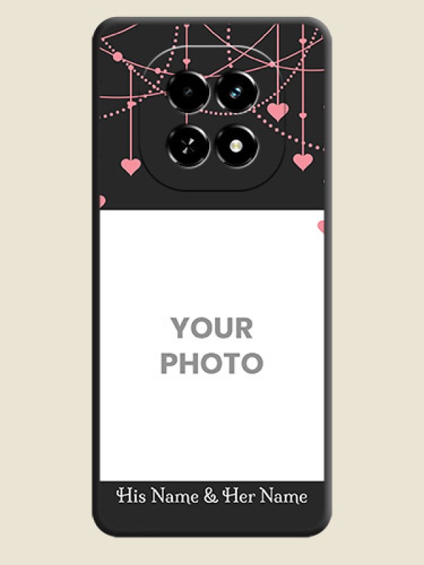 Custom Pink Love Hangings with Text On Space Black Custom Soft Matte Mobile Back Cover - Realme C63 5G - alternate view