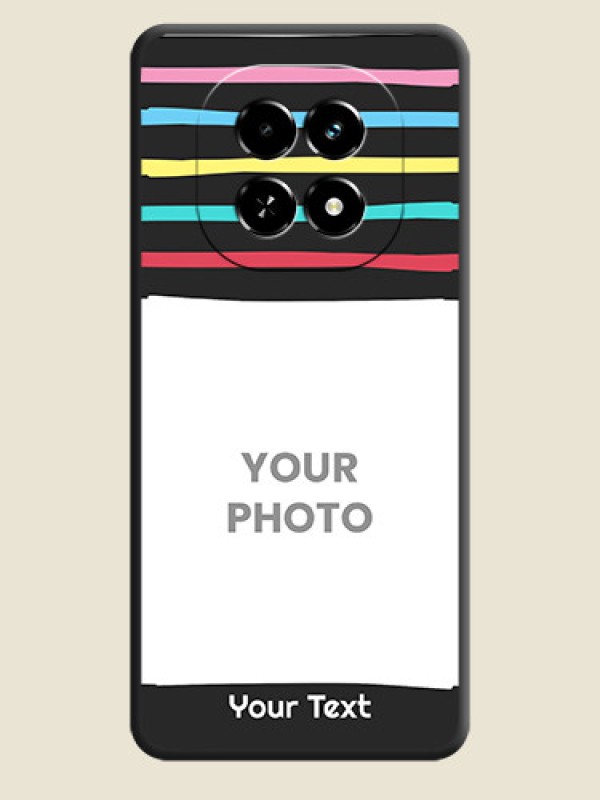 Custom Multicolor Lines with Image On Space Black Custom Soft Matte Mobile Back Cover - Realme C63 5G - alternate view