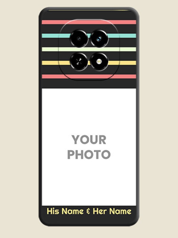 Custom Color Stripes with Photo and Text on Photo On Space Black Custom Soft Matte Mobile Back Cover - Realme C63 5G - alternate view