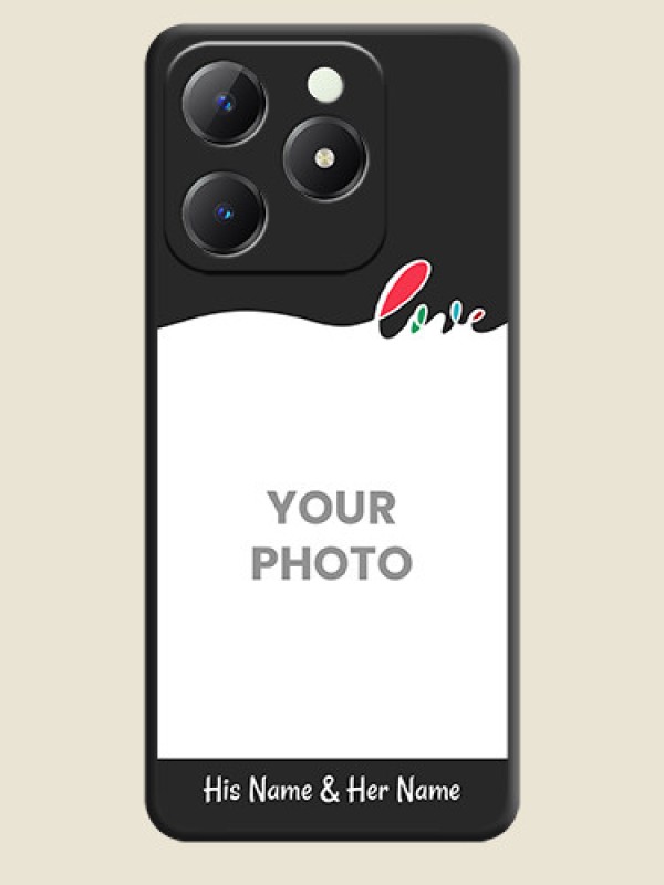 Custom Fall in Love Pattern with Picture on Photo On Space Black Custom Soft Matte Mobile Back Cover - Realme C63 - alternate view