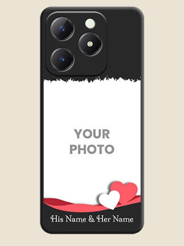 Custom Pin Color Love Shaped Ribbon Design with Text On Space Black Custom Soft Matte Mobile Back Cover - Realme C63 - alternate view