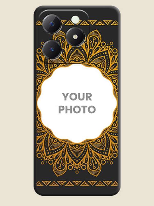 Custom Round Image with Floral Design On Space Black Custom Soft Matte Mobile Back Cover - Realme C63 - alternate view