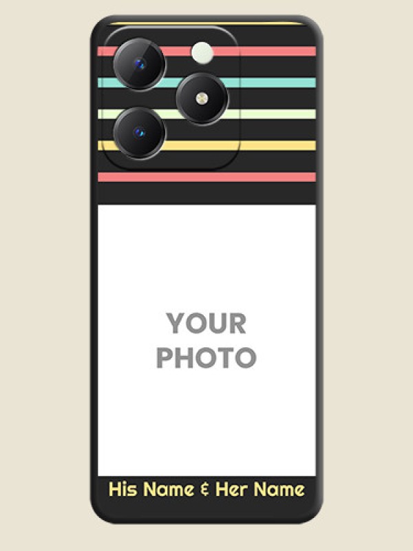 Custom Color Stripes with Photo and Text on Photo On Space Black Custom Soft Matte Mobile Back Cover - Realme C63 - alternate view
