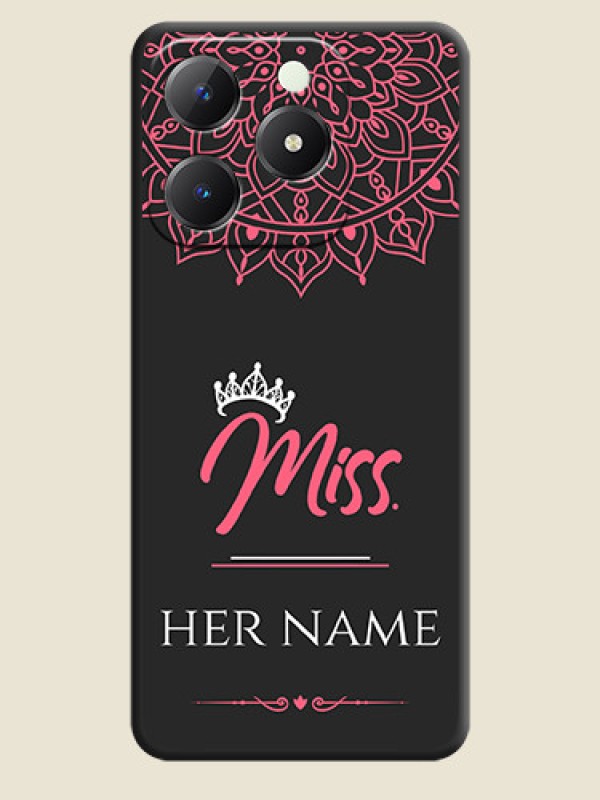 Custom Mrs Name with Floral Design On Space Black Custom Soft Matte Mobile Back Cover - Realme C63 - alternate view