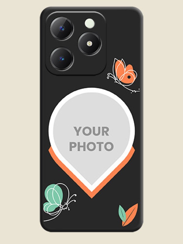 Custom Upload Pic With Simple Butterly Design On Space Black Custom Soft Matte Mobile Back Cover - Realme C63 - alternate view