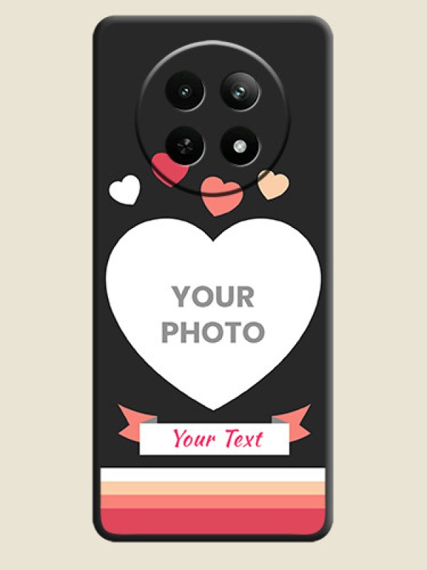 Custom Love Shaped Photo with Colorful Stripes on Personalised Space Black Soft Matte Cases - Realme C65 5G - alternate view