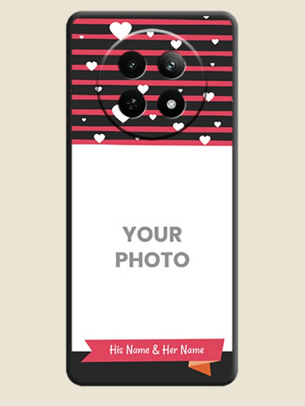 Custom White Color Love Symbols with Pink Lines Pattern on Space Black Custom Soft Matte Phone Cases - Realme C65 5G - alternate view